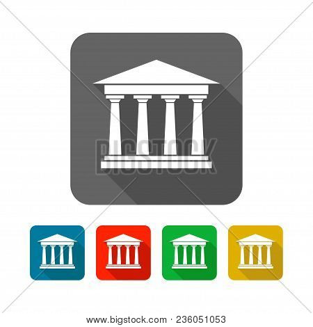 Academy Building Symbol Square Vector Graphic Icon Set Design