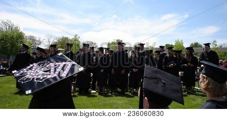 Graduates Standing During Graduation Commencement Ceremony At Defiance College, Defiance, Oh May 7, 