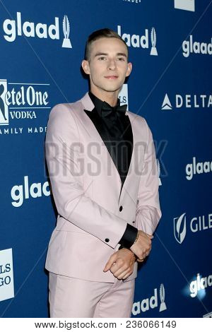 LOS ANGELES - APR 12:  Adam Rippon at GLAAD Media Awards Los Angeles at Beverly Hilton Hotel on April 12, 2018 in Beverly Hills, CA