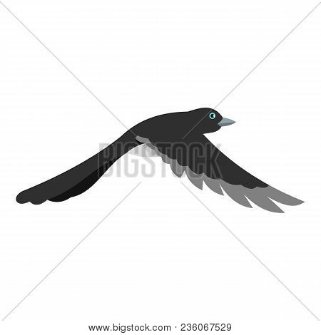 Flying Away Magpie Icon. Flat Illustration Of Flying Away Magpie Vector Icon For Web