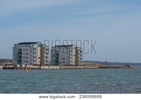Buildings On The Waterfront Of Town Of Vordingborg In Denmark