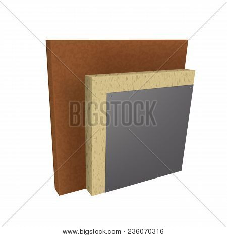 Layers Scheme Of Thermal Insulation Of The Wall. The Cut Vector Illustration. Cross-section Of The S