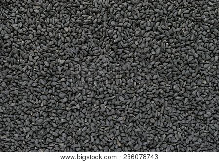 Black Cumin (nigella Sativa Or Kalonji) Seeds Background Surface