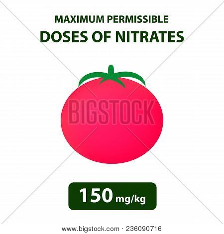 The Maximum Allowable Dose Of Nitrates In Tomatoes. Nitrates In Vegetables And Fruits. Infographics.