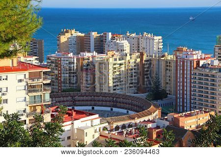 Aerial View Of Malagueta District And Bullring (plaza De Toros La Malagueta), Malaga, Andalusia, Spa
