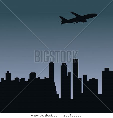 Airplane, Plane, City,  Night City, Panoramic, Panoramic View, Travel,