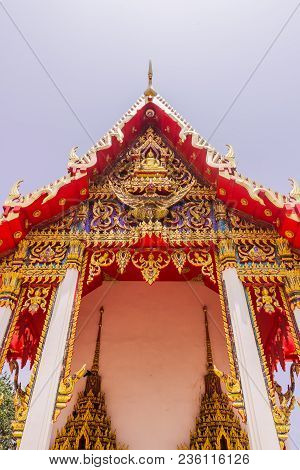 The Front Of Thai Buddist Church At Phuket, Thailand