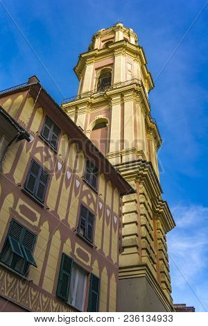 Bell Tower Of The Basilica Of San Gervasio E Protasio In Rapallo, Italy