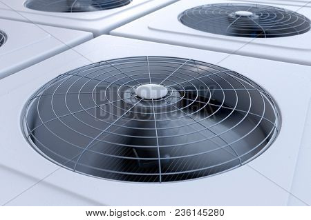 Close Up Image Of Hvac System Units With Fans. Heating, Ventilation And Air Conditioning Concept. 3d