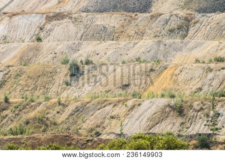 Dumps Of Processed Iron Ore. Waste From The Iron Ore Industry. Close-up. Belgorod Region, Russia.