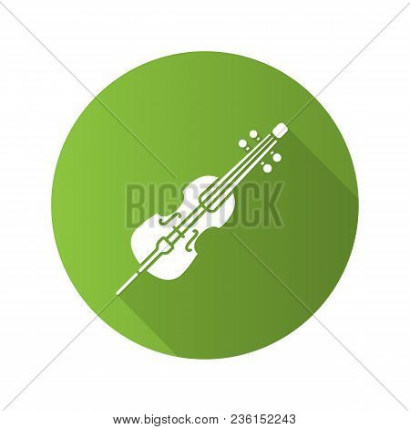 Cello Flat Design Long Shadow Glyph Icon. Violoncello. Vector Silhouette Illustration