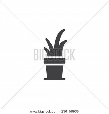 Small Succulent In A Pot Vector Icon. Filled Flat Sign For Mobile Concept And Web Design. Houseplant