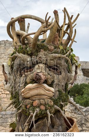 Les Baux, France - June 26, 2017: The Artwork, Titled  Winter Is Four Seasons Three-dimensional Inte