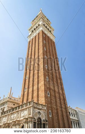 View Of The Top Of The St Marks Campanile In Venice, Italy