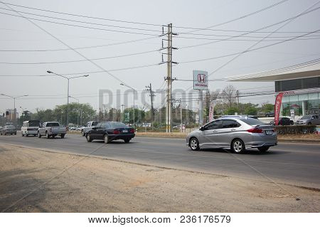 Car And Traffic On Highway Road Near Juction.