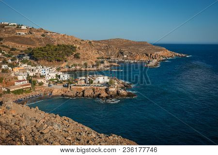 Picturesque seascape in Bay of Souda in Greece