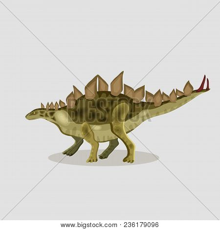 Vector Cartoon  Illustration Of A Dinosaur.  Stegosaurus.