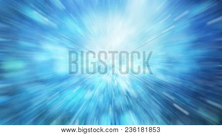 Abstract Of Warp Or Hyperspace Motion In Blue Star Trail.