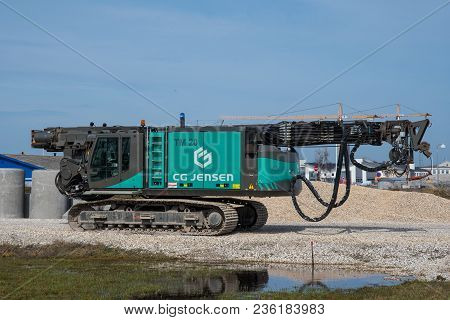 Vordingborg Denmark - April 7. 2018: Abi Tm20 Mobilram Telescopic Leader Mast Construction Machine