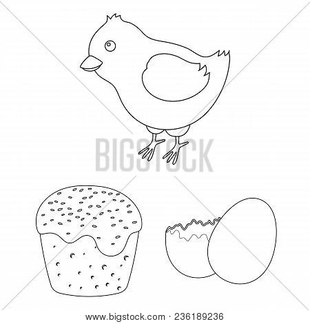 Easter Is A Christian Holiday Outline Icons In Set Collection For Design. Easter Attributes Vector S