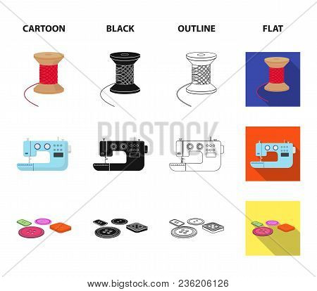 Thread Reel, Sewing Machine, Bobbin, Pugwitz And Other Equipment. Sewing And Equipment Set Collectio