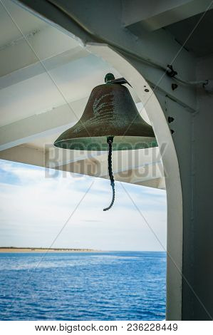 Ship Bell And Beautiful Landscape Of Atlantic Ocean Beach Cape Cod Massachusetts Us