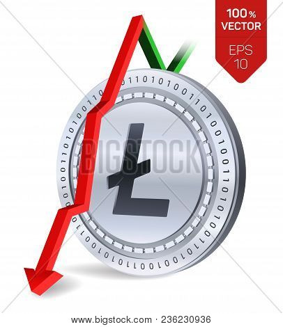 Litecoin. Fall. Red Arrow Down. Litecoin Index Rating Go Down On Exchange Market. Crypto Currency. 3