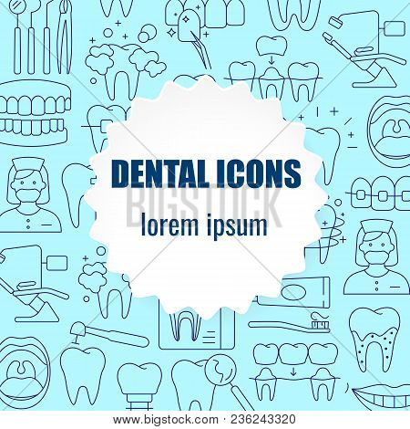Dentistry And Orthodontics Pattern With Outline Icons Of Clinic Services Dentistry Orthodontics Oral
