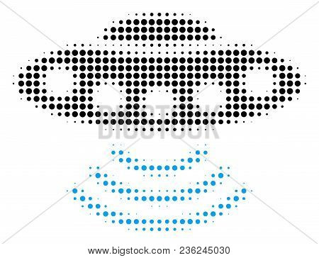 Alien Invasion Halftone Vector Icon. Illustration Style Is Dotted Iconic Alien Invasion Icon Symbol 