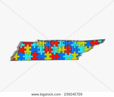 Tennessee TN Puzzle Pieces Map Working Together 3d Illustration