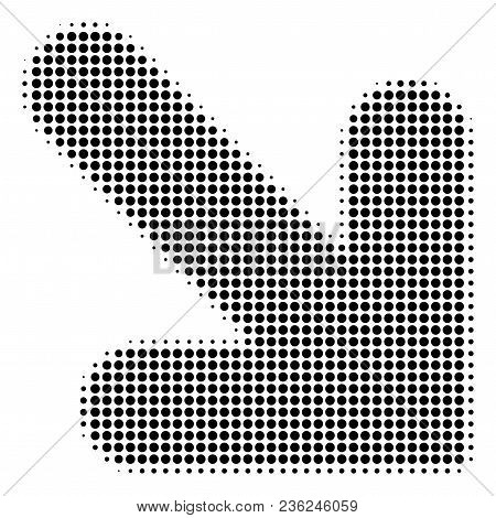 Arrow Down Right Halftone Vector Pictogram. Illustration Style Is Dotted Iconic Arrow Down Right Ico