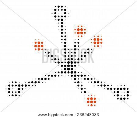 Big Bang Halftone Vector Pictogram. Illustration Style Is Dotted Iconic Big Bang Icon Symbol On A Wh