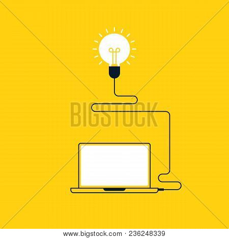 Generate Creative Thinking Idea Concept By Using Computer And Internet Flat Design, Vector Illustrat