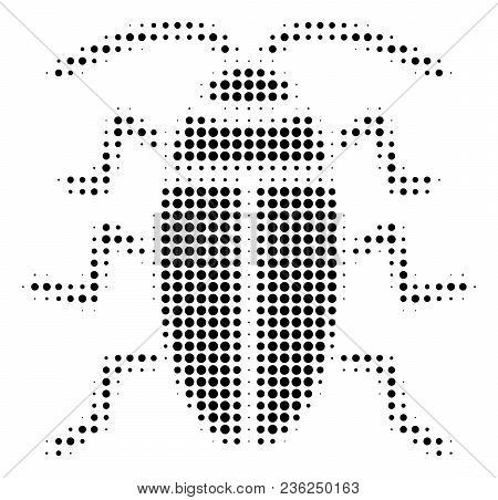 Cucaracha Halftone Vector Icon. Illustration Style Is Dotted Iconic Cucaracha Icon Symbol On A White