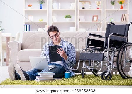 Young student studying at home
