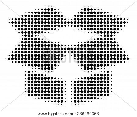 Open Box Halftone Vector Pictogram. Illustration Style Is Dotted Iconic Open Box Icon Symbol On A Wh