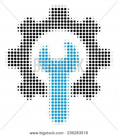 Service Tools Halftone Vector Icon. Illustration Style Is Dotted Iconic Service Tools Icon Symbol On
