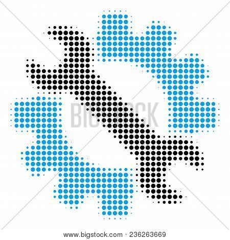 Service Tools Halftone Vector Icon. Illustration Style Is Dotted Iconic Service Tools Icon Symbol On