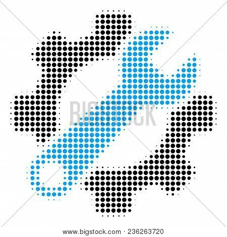 Service Tools Halftone Vector Icon. Illustration Style Is Dotted Iconic Service Tools Icon Symbol On