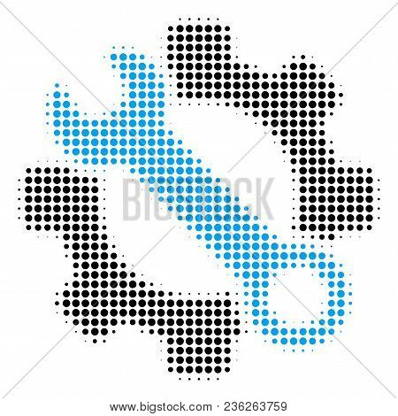 Service Tools Halftone Vector Icon. Illustration Style Is Dotted Iconic Service Tools Icon Symbol On