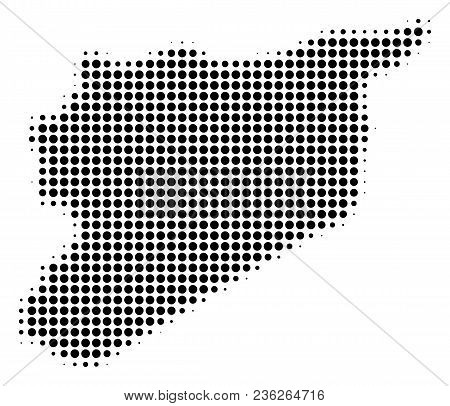 Siria Map Halftone Vector Pictogram. Illustration Style Is Dotted Iconic Siria Map Icon Symbol On A 