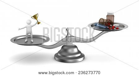 Problems dope in sports. Isolated 3D illustration