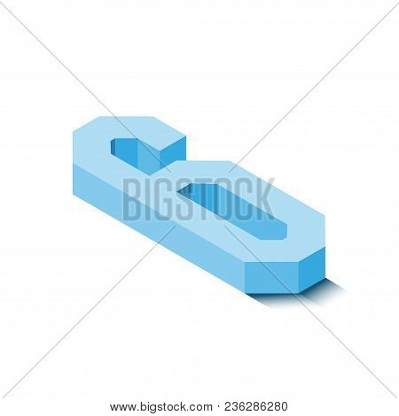 Isometric Six Blue Icon, 3d Character With Shadow, Vector Eps10