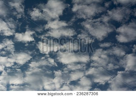 Cloudscape With Altocumulus Clouds At Sunny Day. Altocumulus Middle-altitude Cloud In Stratocumulifo