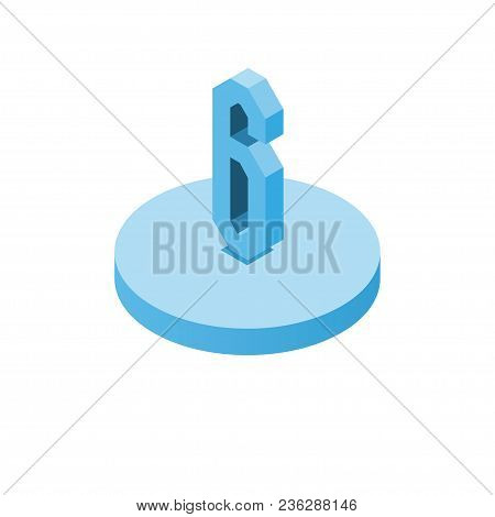 Isometric Blue Six Icon On Disk, 3d Character, Vector Eps10