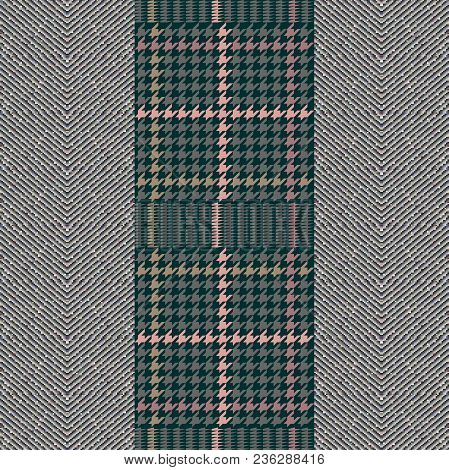 Seamless Chevron And Hounds Tooth Pattern For Fabric Design. Grey Palette, Small Scale.