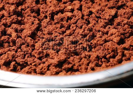 Instant Coffee In Granules. Instant Coffee Background Macro.