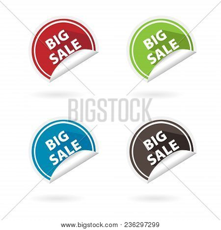 Set Of 4 Fold Flat Circle Icons. Big Sale.
