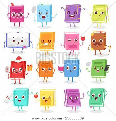 Book Character Vector Cartoon Emotion Textbook With Childish Face Expression On Notebook Cover Illus