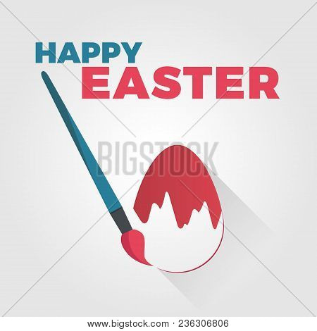 Easter egg card with painting brush. Vector illustration.